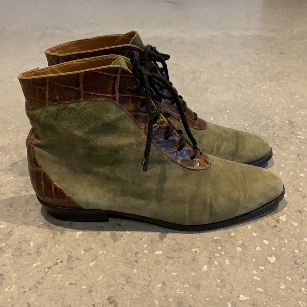 Maraolo Suede Laced Up Ankle Boots